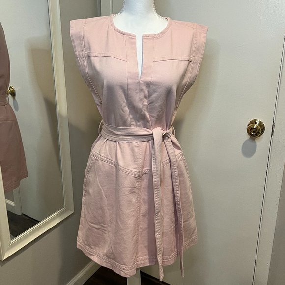 Banana Republic Dresses & Skirts - Banana Republic 100% Cotton Pink belted denim mini dress, Size Small